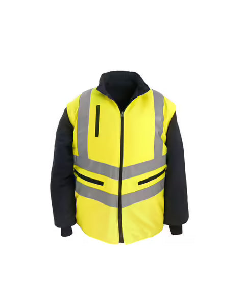 Metal-Free Hi-Vis Bodywarmer with Detachable Sleeves - Convertible Gilet | Yoko Zebra