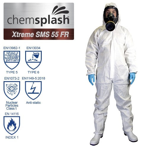 Chemsplash Xtreme SMS 55 Flame Retardant Coverall Type 5/6 - Style No. 2513