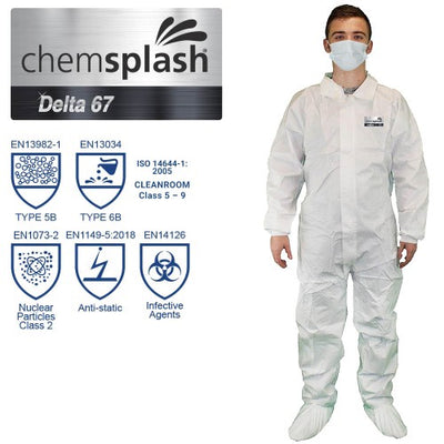 Chemsplash Delta 65 Coverall Type 5B/6B With Collar No Hood - Style No. 2519