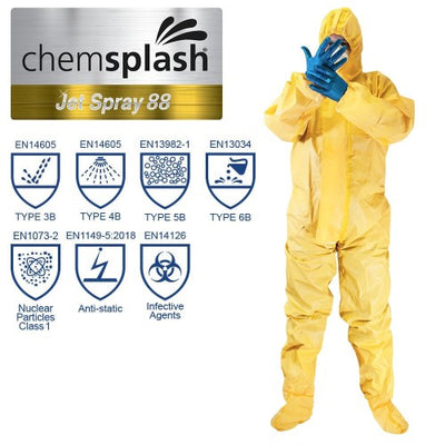 Chemsplash Jet Spray 88 Coverall with FEET Type 3B/4B 5B/6B - Style No. 2617