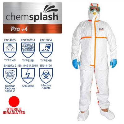 Chemsplash Pro +4 Coverall-Type 4B/5B/6B(Sterile-Irradiated) - Style No. 2767