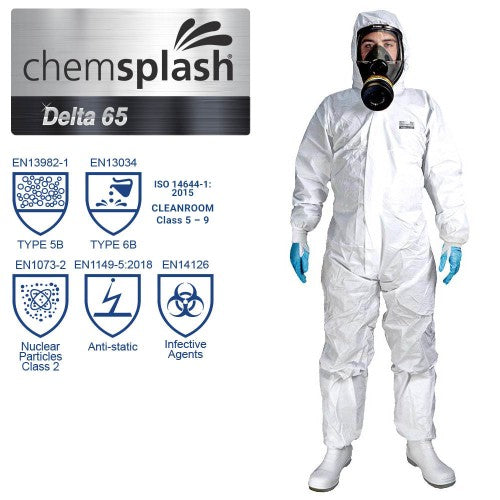 Chemsplash Delta 65 Coverall - Type 5B/6B - White - Style No. 2792