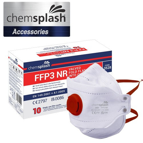 Chemsplash FFP3 D Valved Fold Flat Into Cup Mask - Style No. 3528