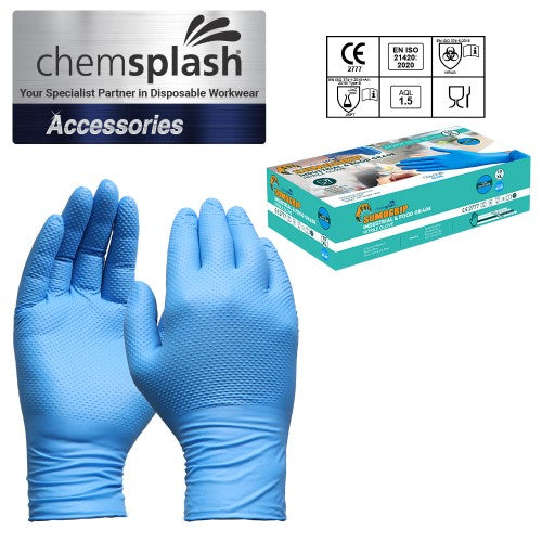 Chemsplash SumoGrip Food Grade Nitrile P/F Disposable Blue G - Style No. 4015