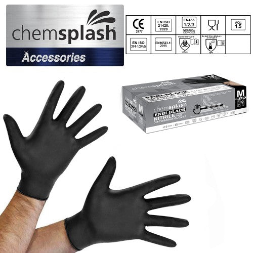 Chemsplash Engi-Black Nitrile Powder Free Disposable Gloves - Style No. 4098