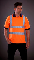 Yoko Hi-Vis Polo Shirt - Professional Black with Reflective Stripes