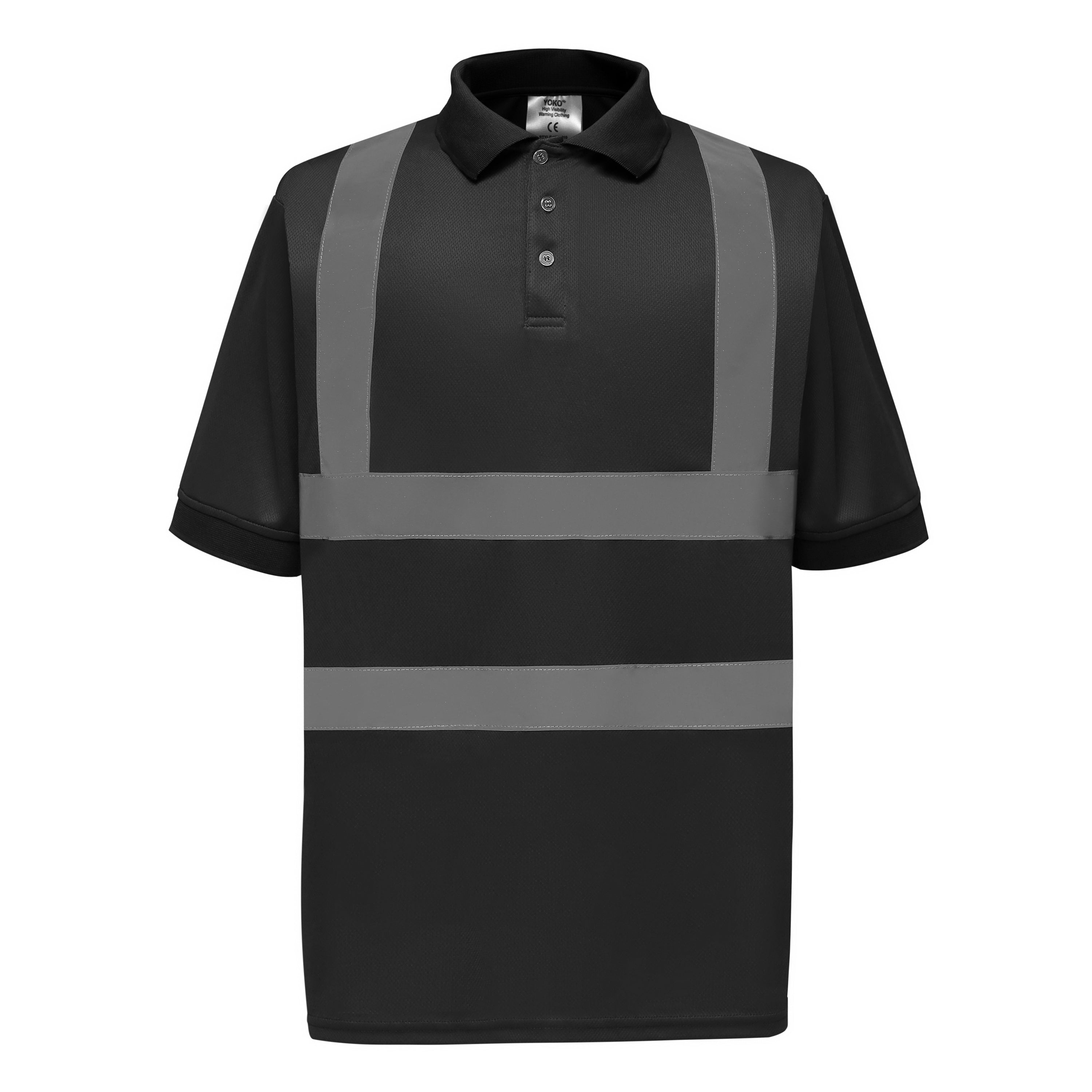 Yoko Hi-Vis Polo Shirt - Professional Black with Reflective Stripes