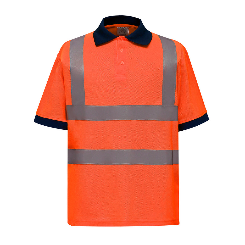 Yoko Hi-Vis Polo Shirt - Professional Black with Reflective Stripes