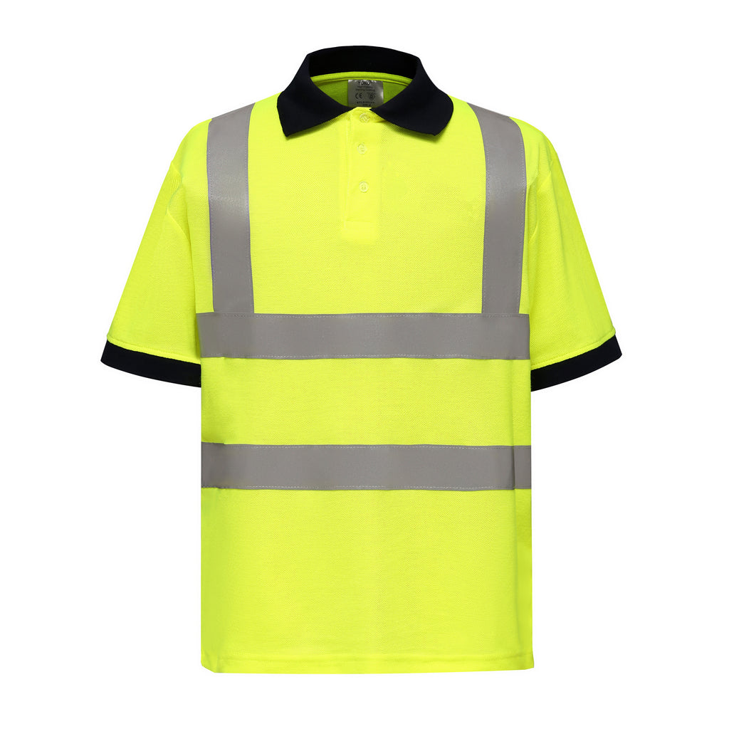 Yoko Hi-Vis Polo Shirt - Professional Black with Reflective Stripes