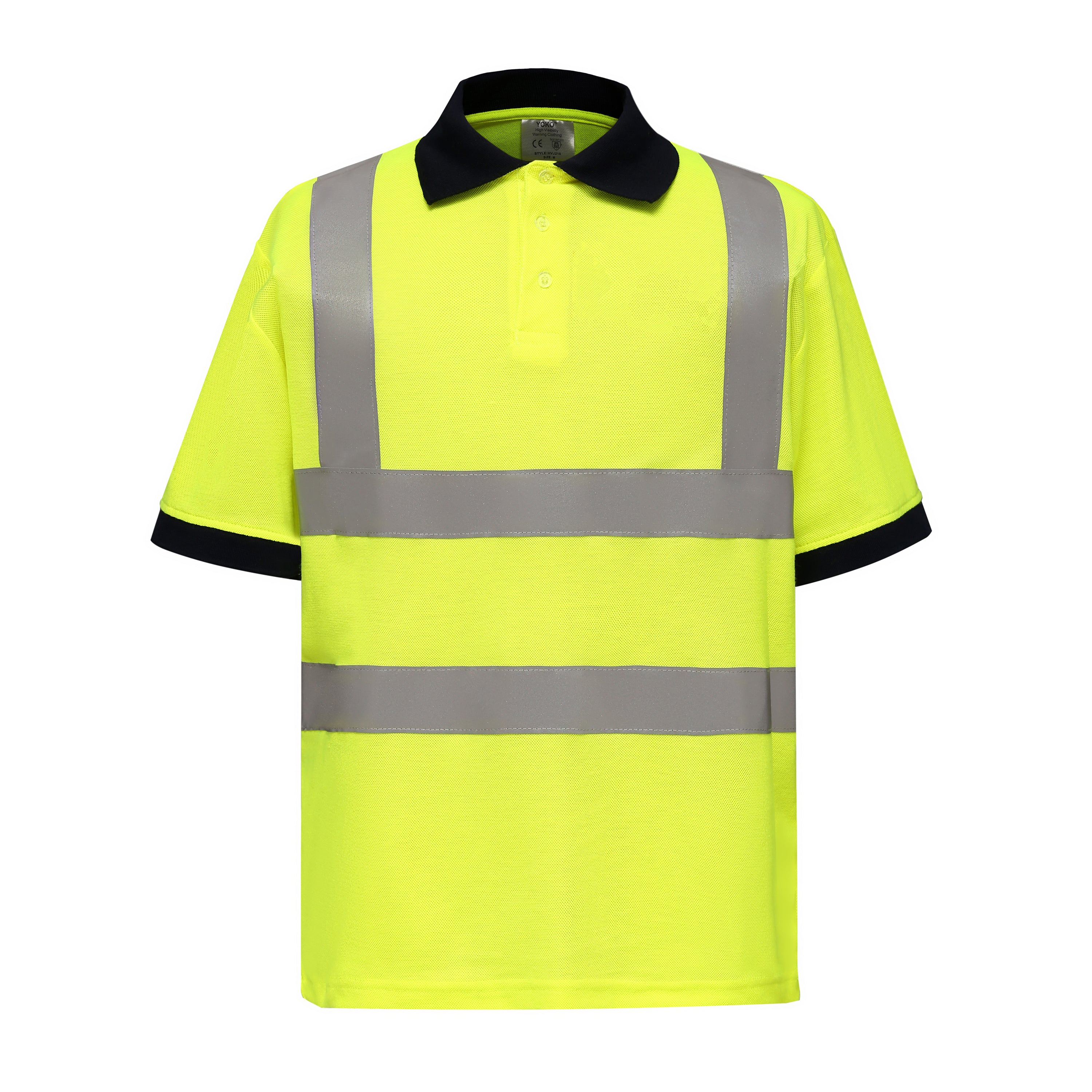 Yoko Hi-Vis Polo Shirt - Professional Black with Reflective Stripes