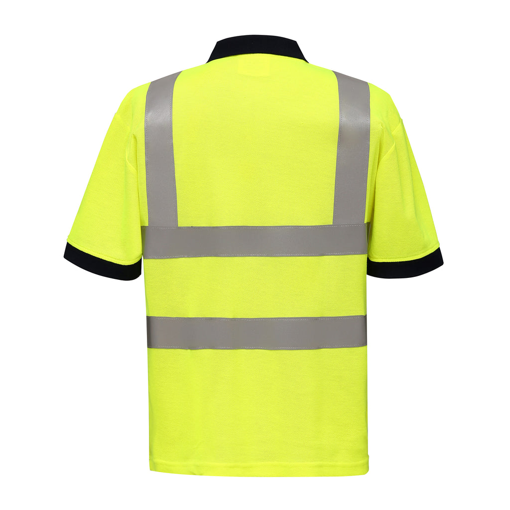 Yoko Hi-Vis Polo Shirt - Professional Black with Reflective Stripes