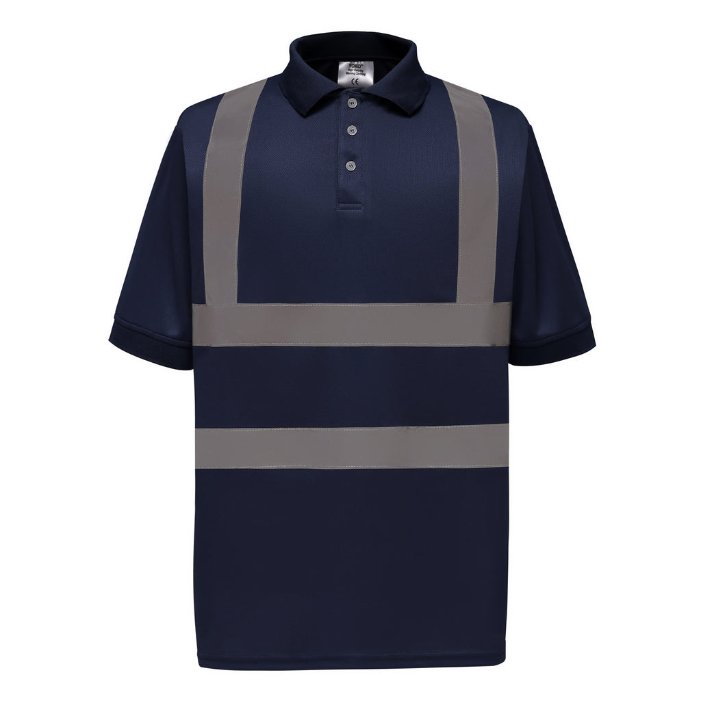 Yoko Hi-Vis Polo Shirt - Professional Black with Reflective Stripes