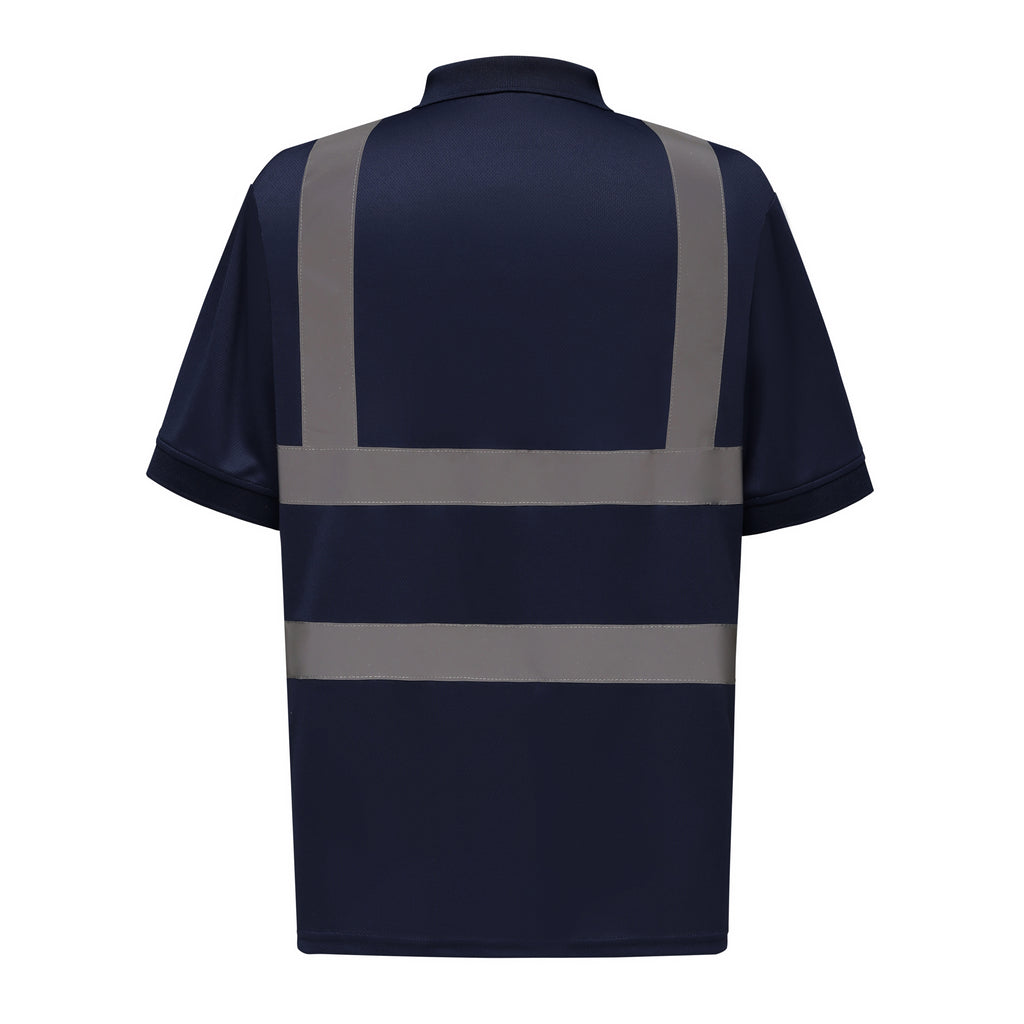 Yoko Hi-Vis Polo Shirt - Professional Black with Reflective Stripes