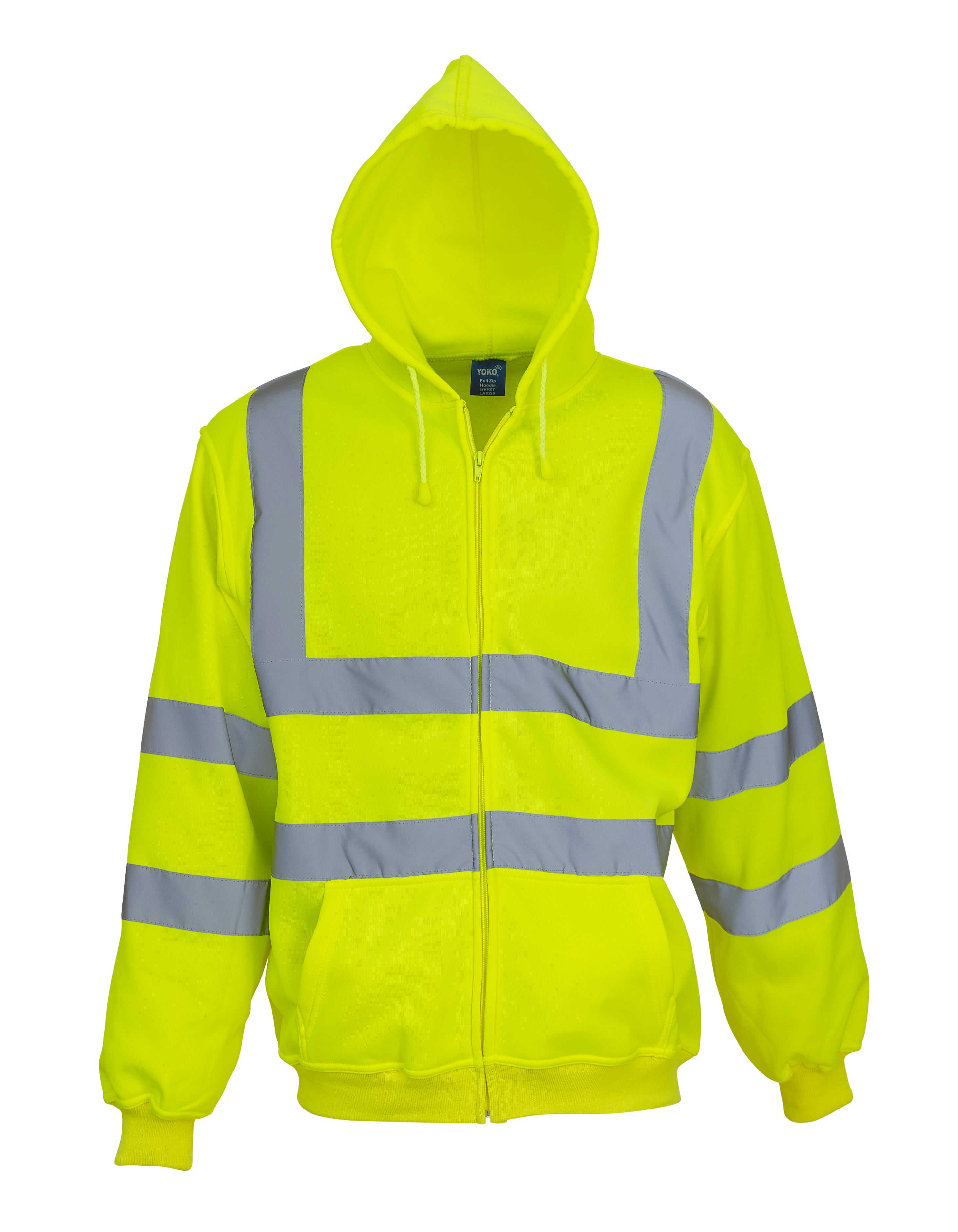 Hi-Vis Full Zip Hooded Sweatshirt - Yoko Premium