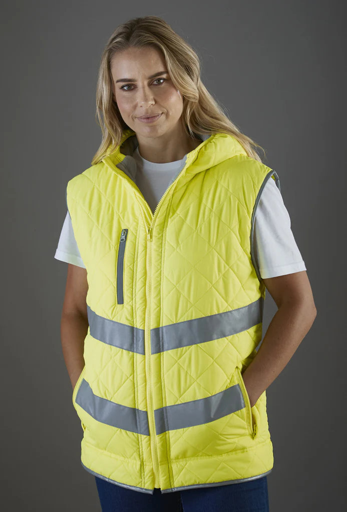 Hi-Vis Hooded Gilet Class 2 - Shower Proof Fleece Lined | Yoko Kensington