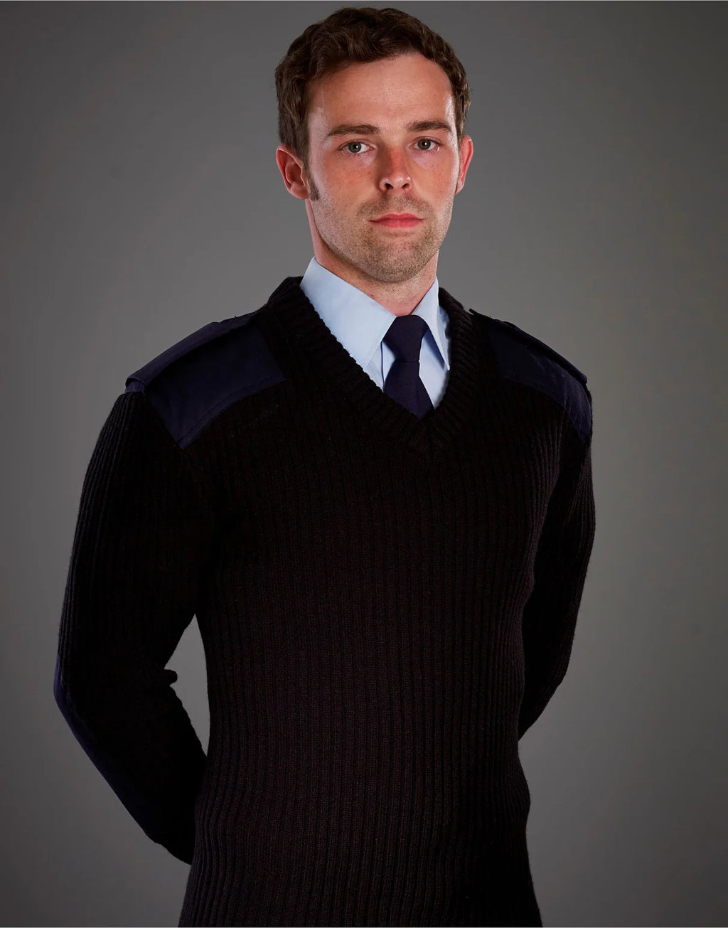 NATO Security V-Neck Jumper - Reinforced Elbows & Shoulders | Yoko