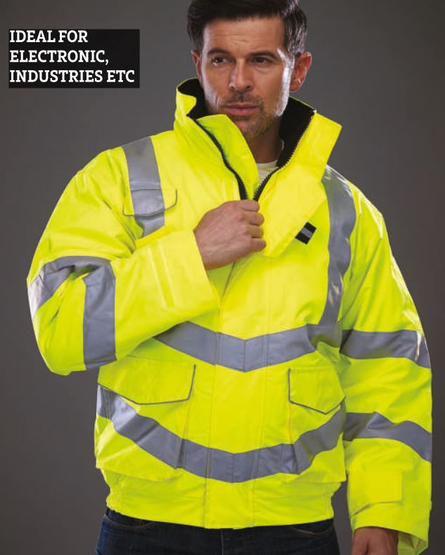 Metal-Free Hi-Vis Bomber Jacket - Airport Security Scanner Safe | Yoko Zebra