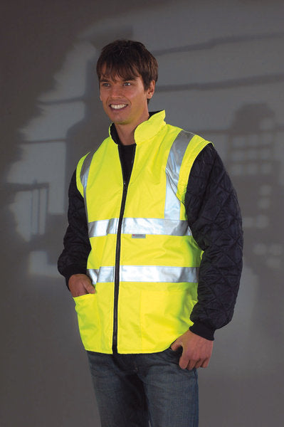 Hi-Vis Bodywarmer with Detachable Sleeves Class 2 - Convertible Jacket | Yoko