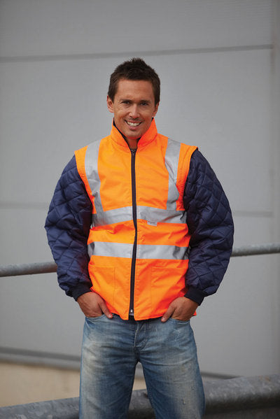 Hi-Vis Bodywarmer with Detachable Sleeves Class 2 - Convertible Jacket | Yoko